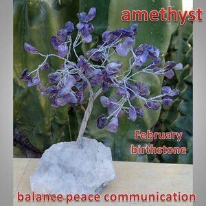 AMETHYST tree stone crystal rock on quartz base 01
